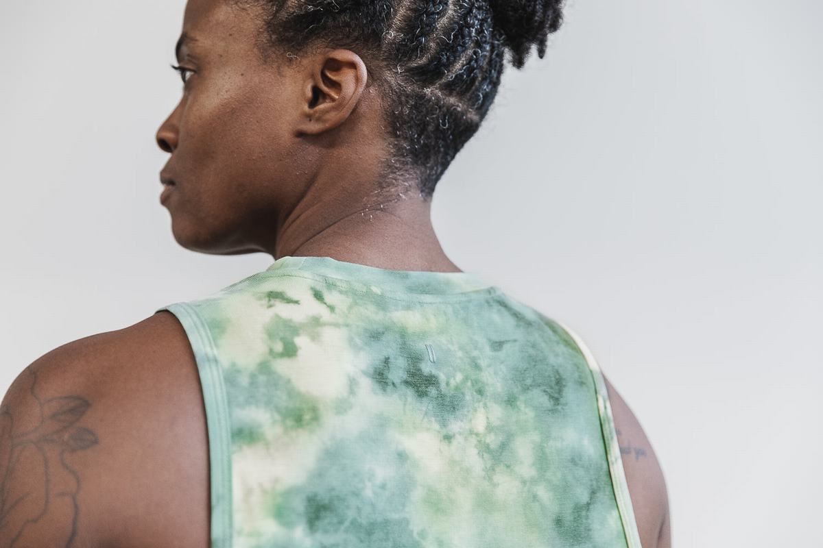 Nobull Muscle Tie-Dye Women's Tank Tops Green | Australia (QU6237)